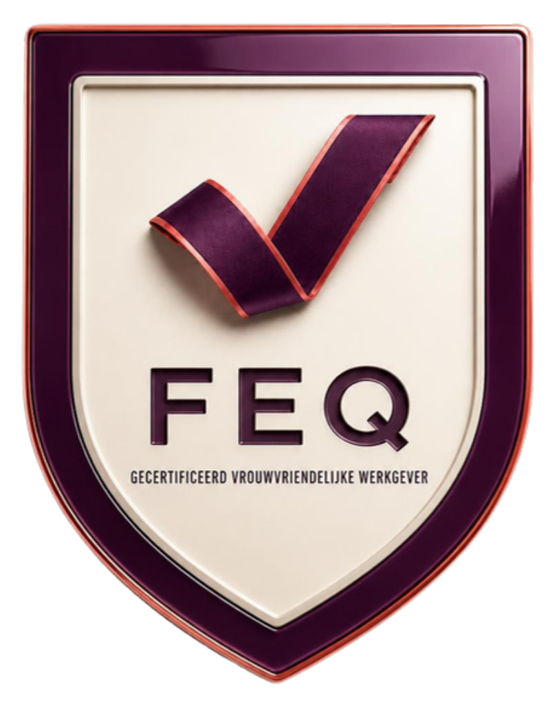 Badge van FEQ, gecertificeerd vrouwvriendelijke werkgever